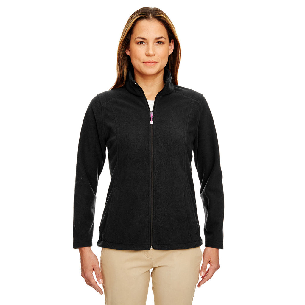 UltraClub Women's Black Microfleece Full-Zip Jacket