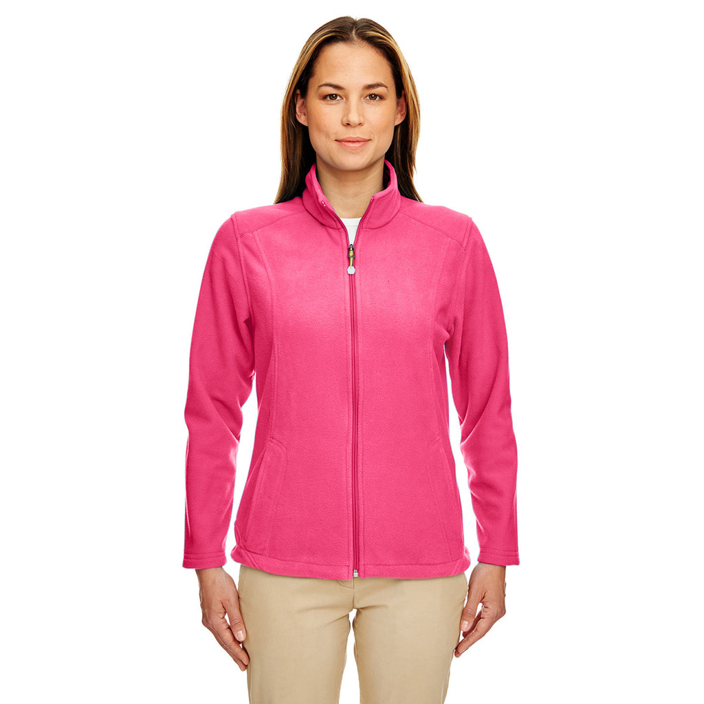 UltraClub Women's Raspberry Microfleece Full-Zip Jacket