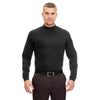 UltraClub Men's Black Egyptian Interlock Long-Sleeve Mock Turtleneck