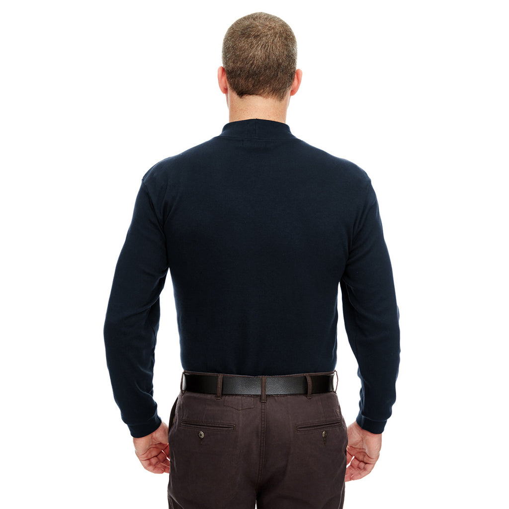 UltraClub Men's Navy Egyptian Interlock Long-Sleeve Mock Turtleneck