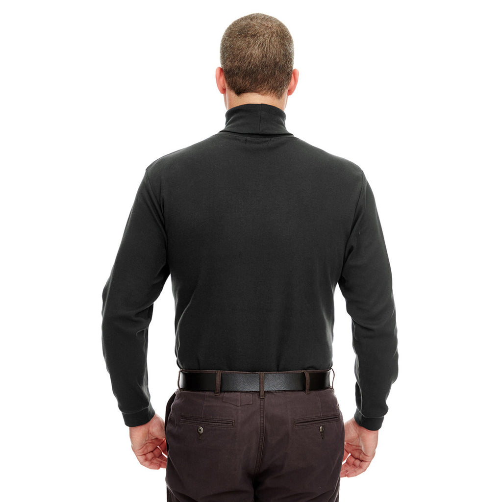 UltraClub Men's Black Egyptian Interlock Long-Sleeve Turtleneck