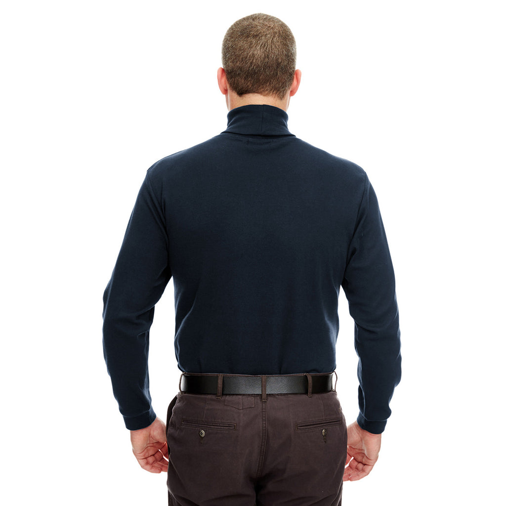 UltraClub Men's Navy Egyptian Interlock Long-Sleeve Turtleneck