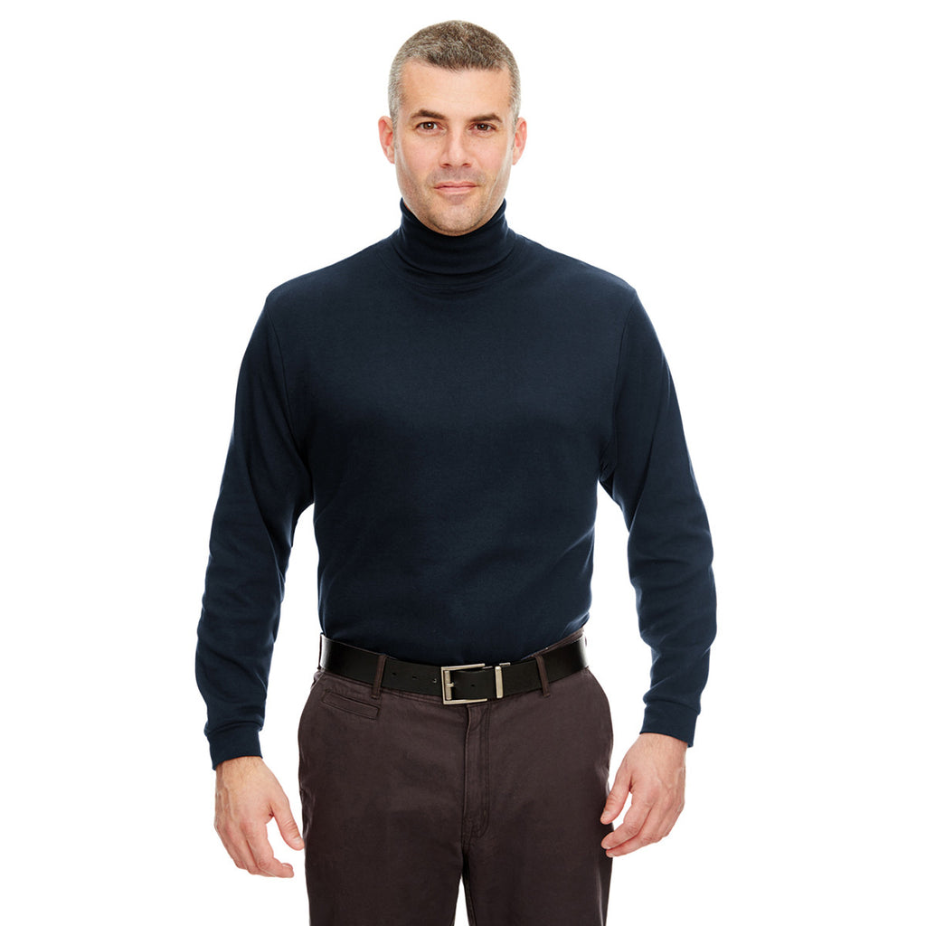 UltraClub Men's Navy Egyptian Interlock Long-Sleeve Turtleneck