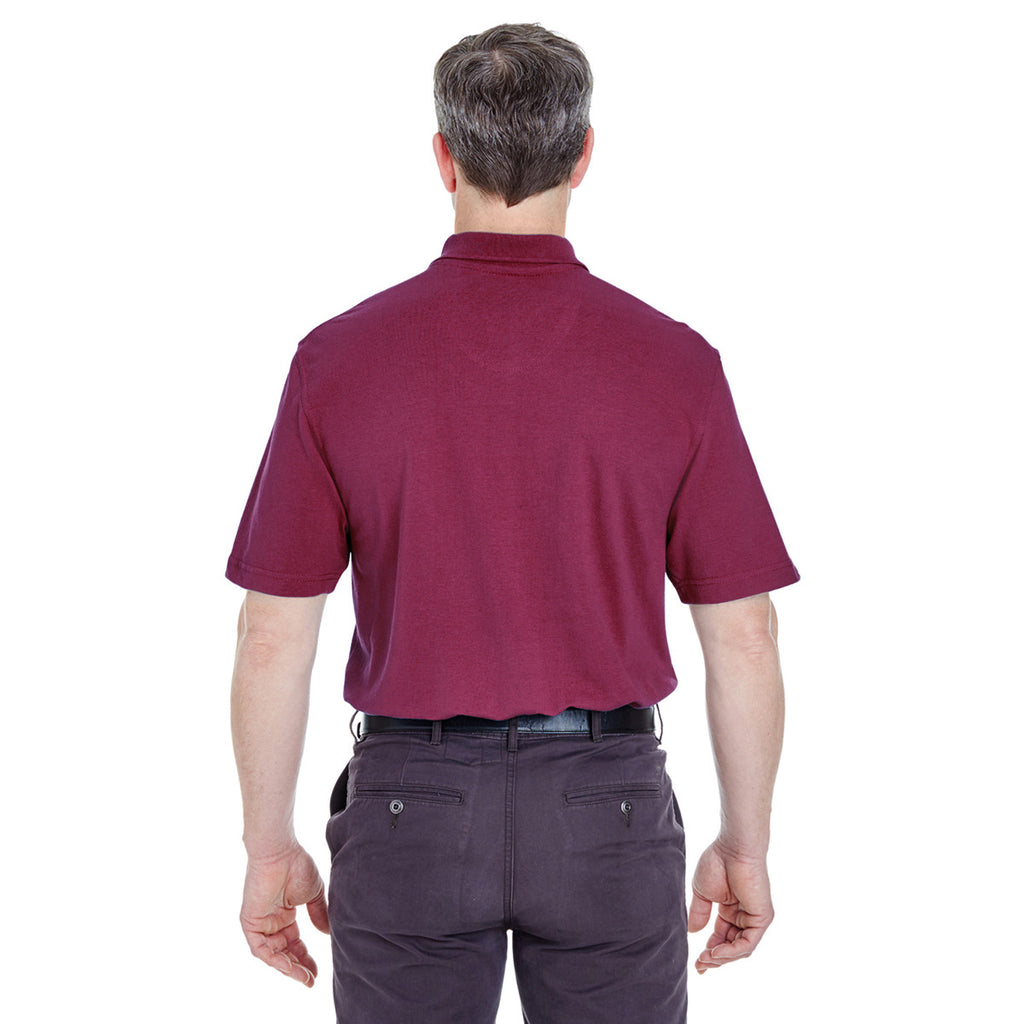 UltraClub Men's Burgundy Classic Pique Polo with Pocket