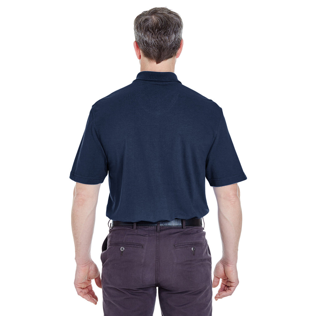 UltraClub Men's Navy Classic Pique Polo with Pocket