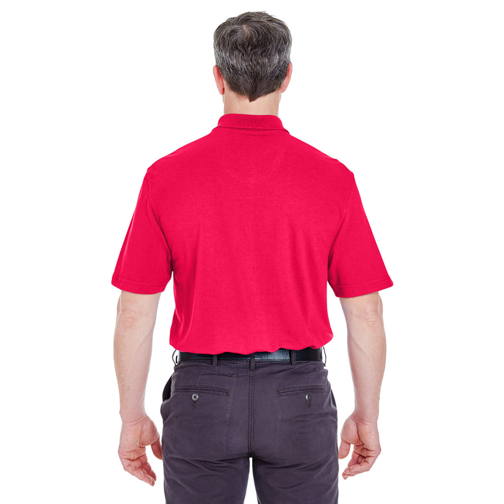 UltraClub Men's Red Classic Pique Polo with Pocket