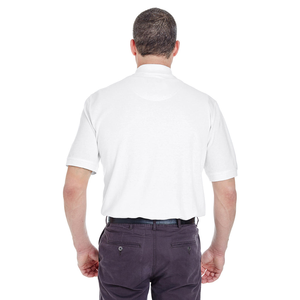 UltraClub Men's White Tall Classic Pique Polo