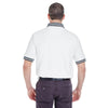 UltraClub Men's White/Black White-Body Classic Pique Polo with Contrast Multi-Stripe Trim