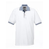 UltraClub Men's White/Navy White-Body Classic Pique Polo with Contrast Multi-Stripe Trim