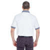 UltraClub Men's White/Navy White-Body Classic Pique Polo with Contrast Multi-Stripe Trim