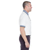 UltraClub Men's White/Navy White-Body Classic Pique Polo with Contrast Multi-Stripe Trim