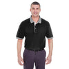 UltraClub Men's Black/White Color-Body Classic Pique Polo with Contrast Multi-Stripe Trim