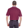 UltraClub Men's Burgundy/White Color-Body Classic Pique Polo with Contrast Multi-Stripe Trim