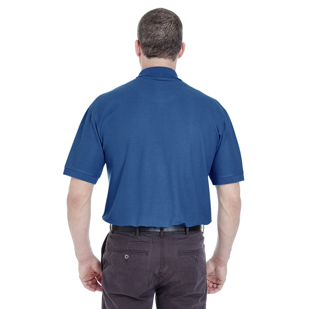 UltraClub Men's Indigo Whisper Pique Polo