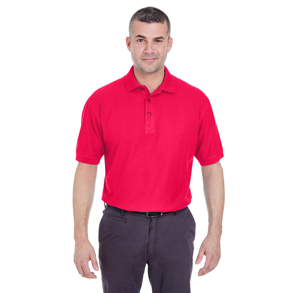 UltraClub Men's Red Whisper Pique Polo