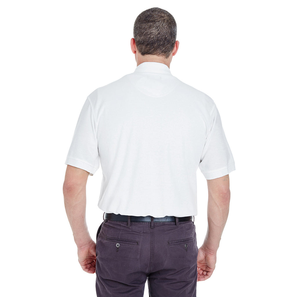 UltraClub Men's White Tall Whisper Pique Polo