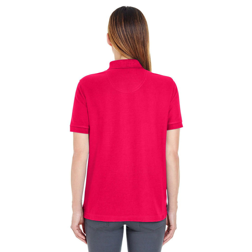 UltraClub Women's Red Whisper Pique Polo