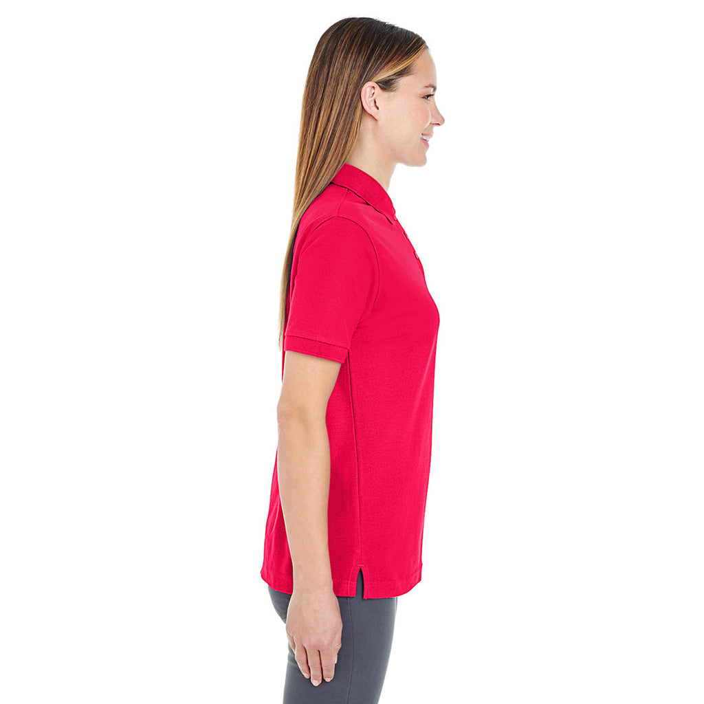 UltraClub Women's Red Whisper Pique Polo