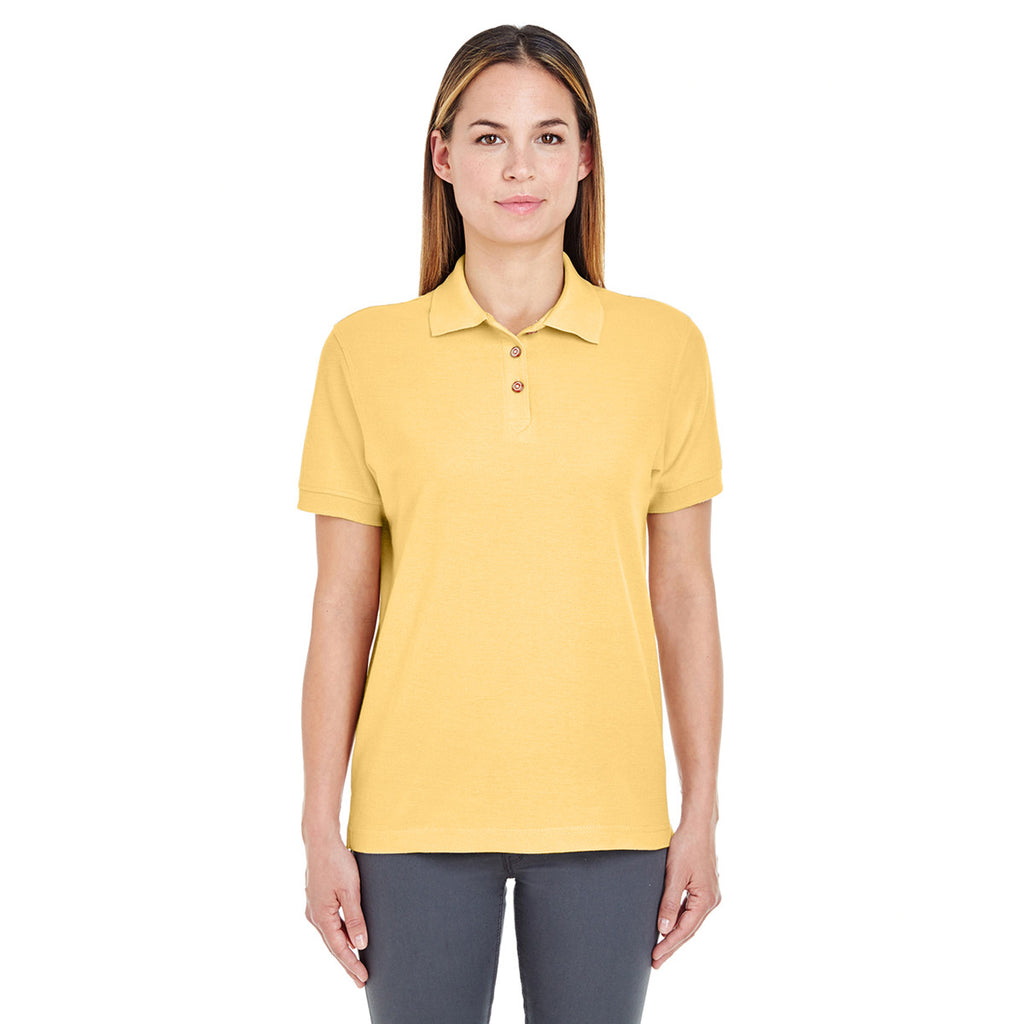 UltraClub Women's Yellow Whisper Pique Polo