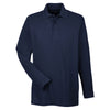 UltraClub Men's Navy Long-Sleeve Whisper Pique Polo