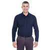 UltraClub Men's Navy Long-Sleeve Whisper Pique Polo