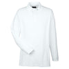 UltraClub Men's White Long-Sleeve Whisper Pique Polo