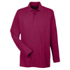 UltraClub Men's Wine Long-Sleeve Whisper Pique Polo