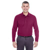 UltraClub Men's Wine Long-Sleeve Whisper Pique Polo