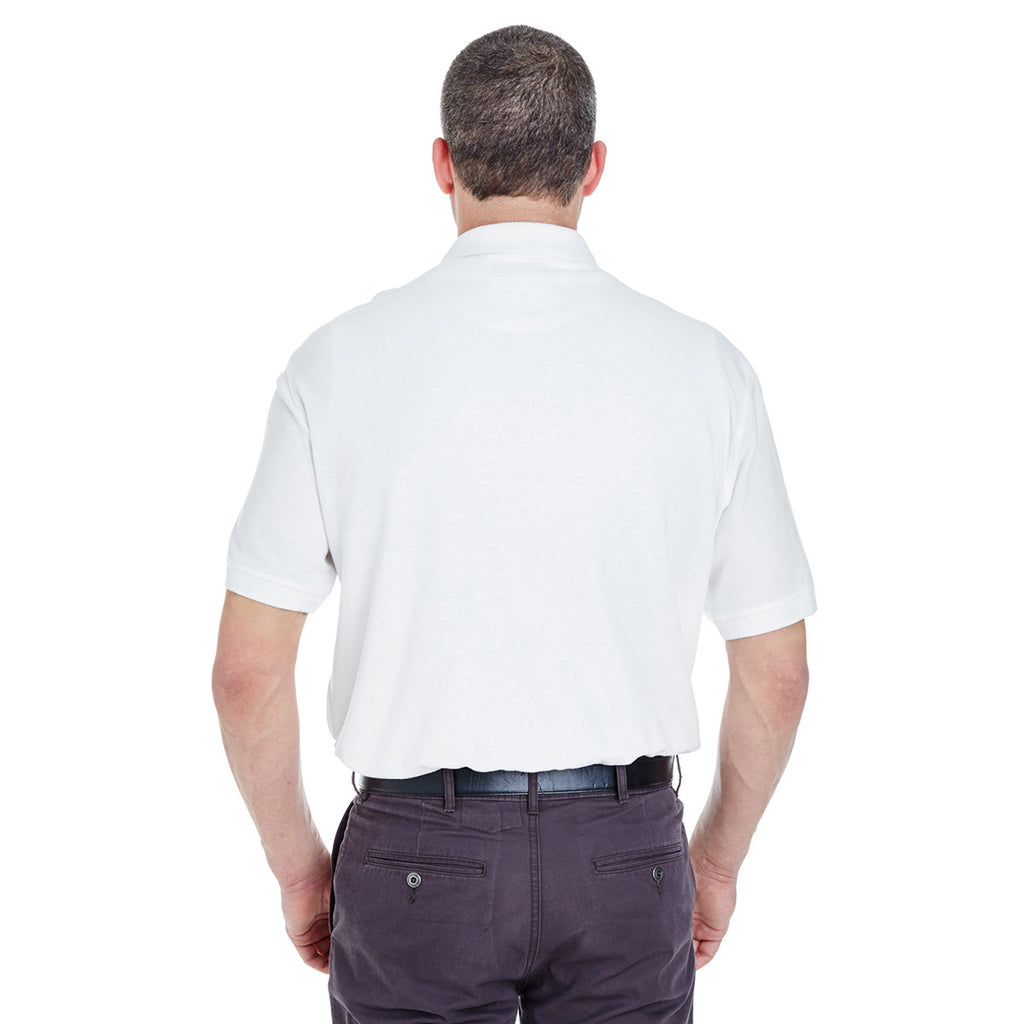 UltraClub Men's White Whisper Pique Polo with Pocket