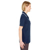 UltraClub Women's Navy/White Short-Sleeve Whisper Pique Polo with Tipped Collar