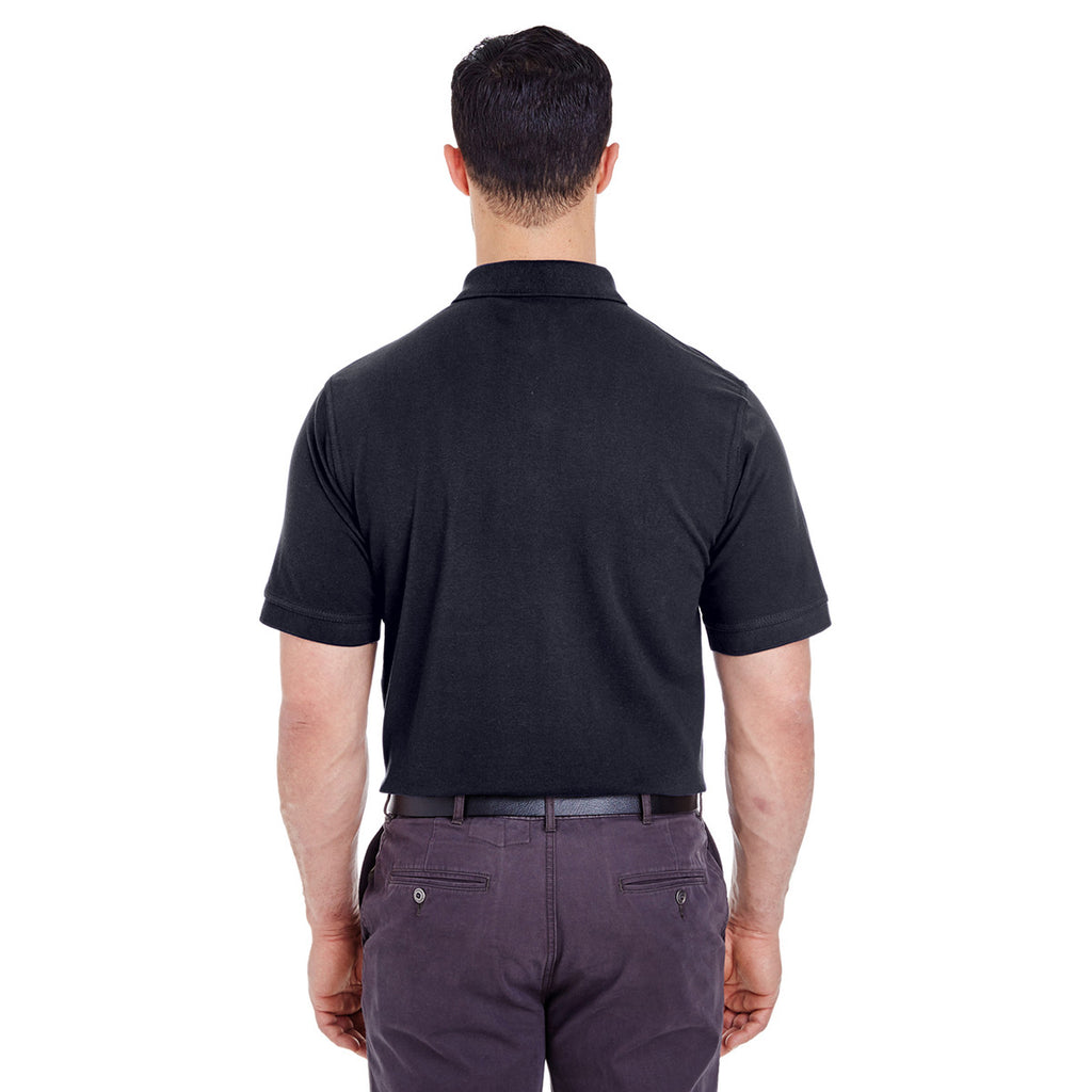 UltraClub Men's Black Basic Pique Polo