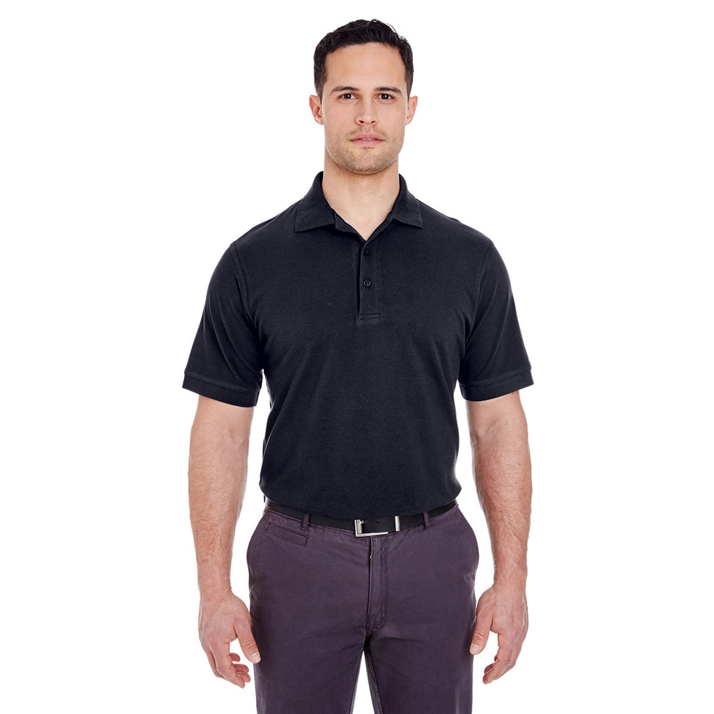 UltraClub Men's Black Basic Pique Polo