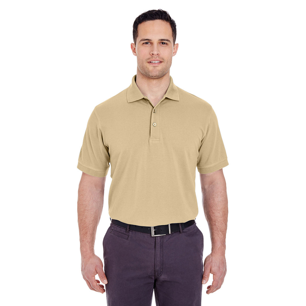 UltraClub Men's Khaki Basic Pique Polo