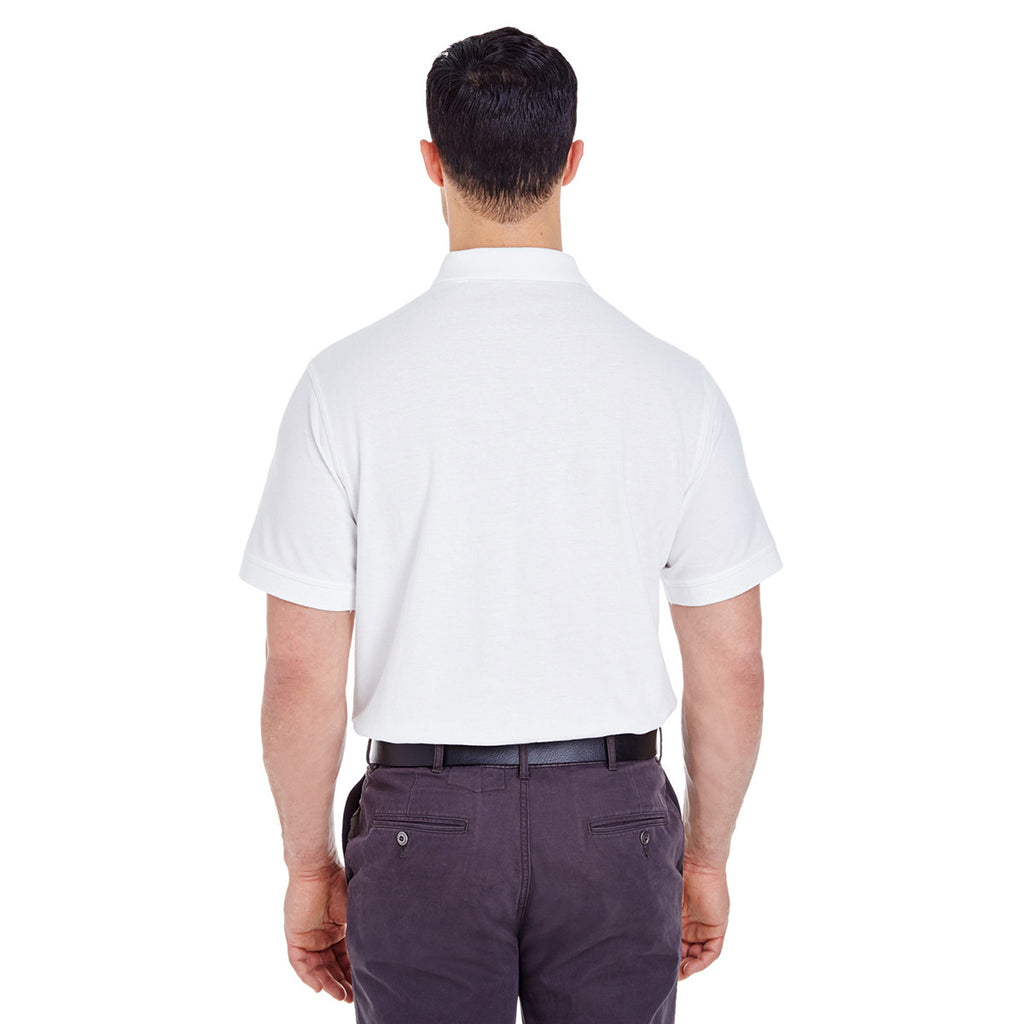 UltraClub Men's White Basic Pique Polo