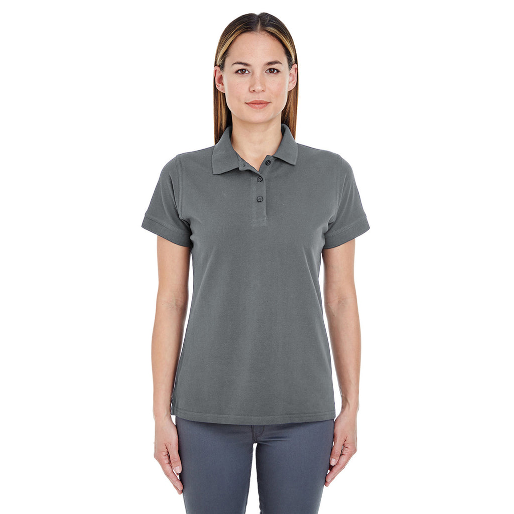 UltraClub Women's Charcoal Basic Pique Polo