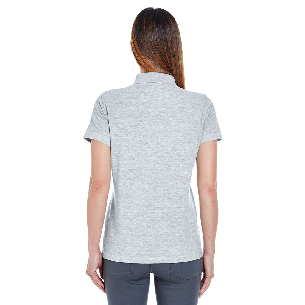 UltraClub Women's Heather Grey Basic Pique Polo