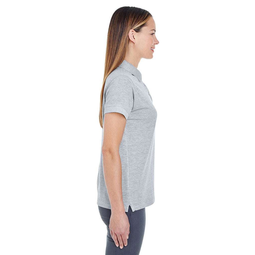 UltraClub Women's Heather Grey Basic Pique Polo