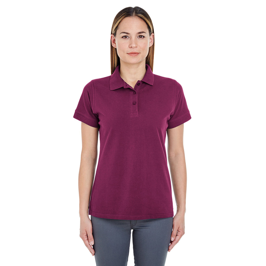 UltraClub Women's Maroon Basic Pique Polo