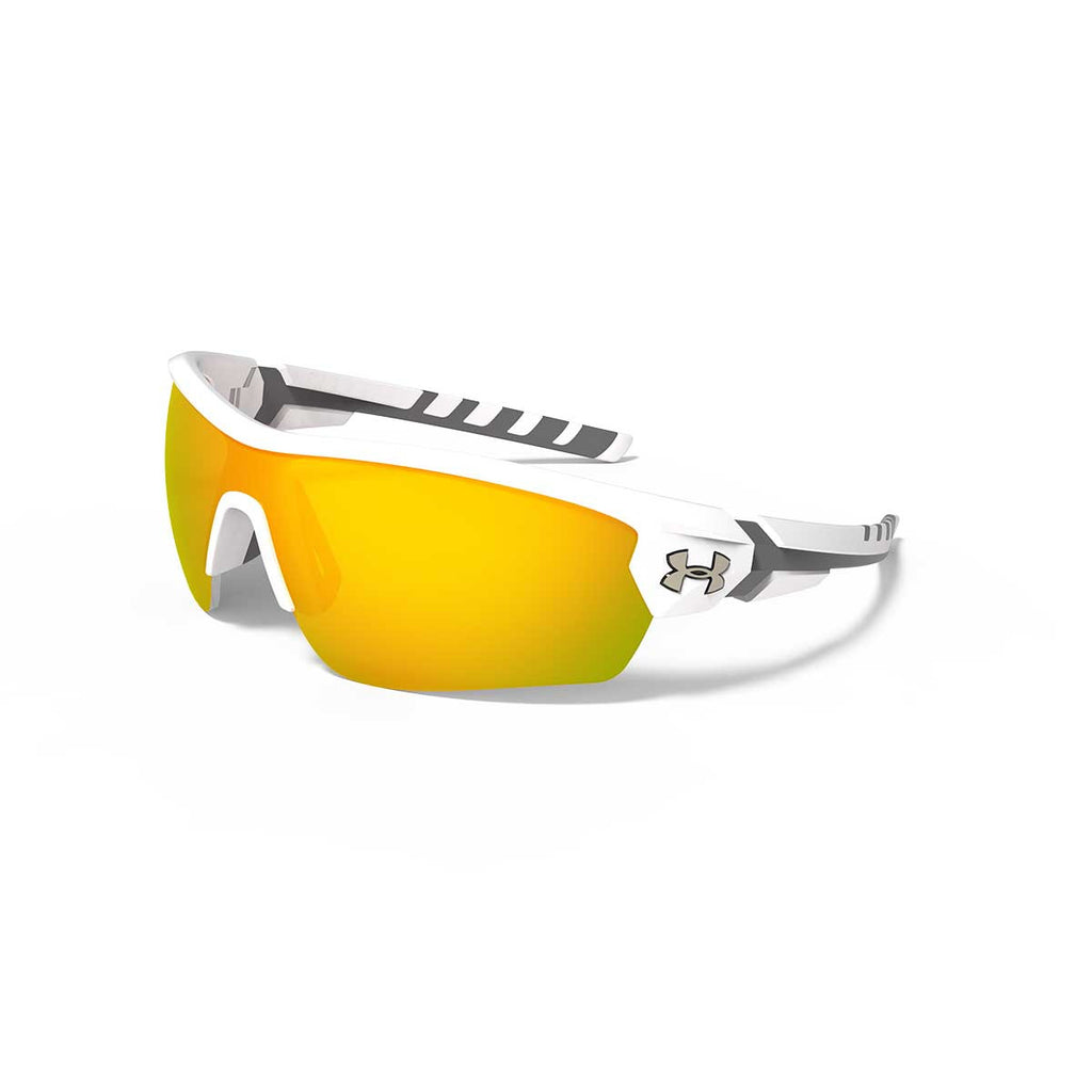 Under Armour Satin White UA Rival With Orange Mirror Lens