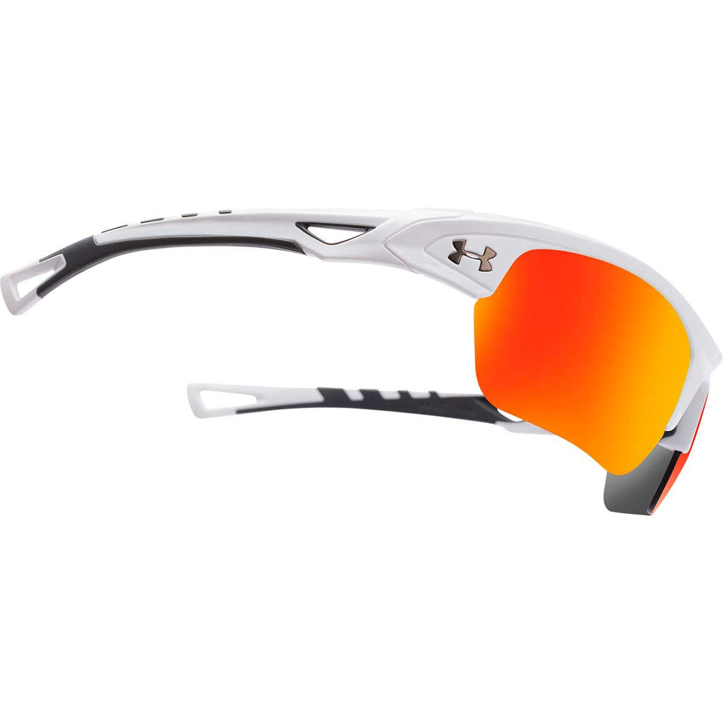 Under Armour Shiny White UA Octane With Orange Mirror Lens