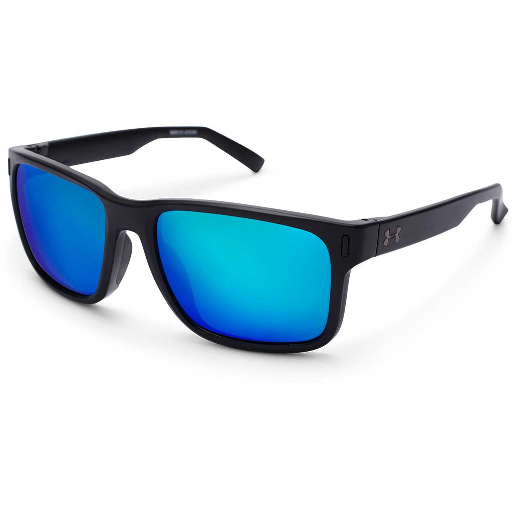 Under Armour Satin Black UA Assist With Blue Mirror Lens