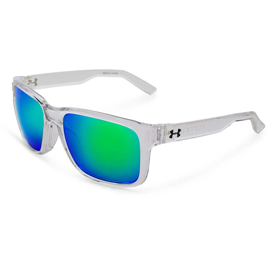 Under Armour Shiny Frosted Clear UA Assist With Green/Grey Mirror Lens