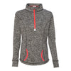 J. America Women's Charcoal Fleck/Fire Coral Cosmic Fleece Quarter-Zip Pullover