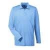 UltraClub Men's Columbia Blue Heather Cool & Dry Heathered Performance Quarter-Zip