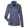 UltraClub Women's Navy Heather Cool & Dry Heathered Performance Quarter-Zip