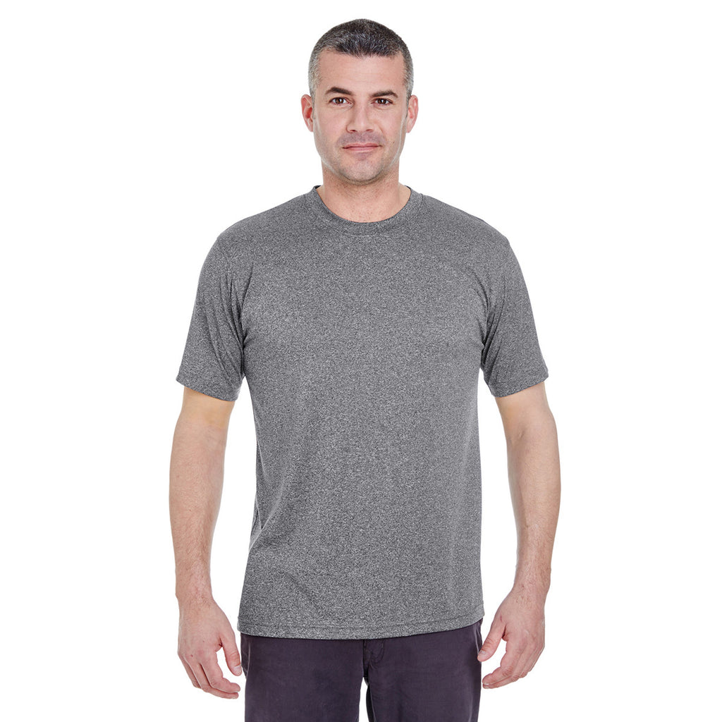 UltraClub Men's Charcoal Heather Cool & Dry Heathered Performance T-Shirt