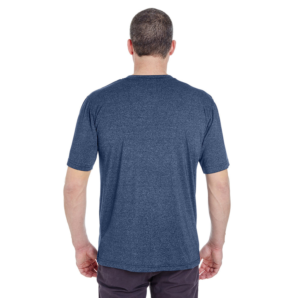 UltraClub Men's Navy Heather Cool & Dry Heathered Performance T-Shirt