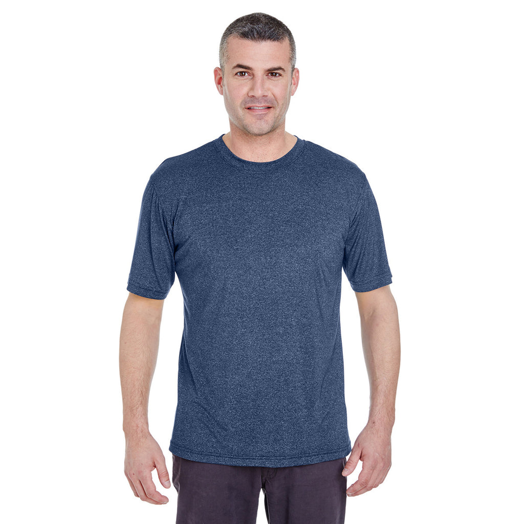 UltraClub Men's Navy Heather Cool & Dry Heathered Performance T-Shirt