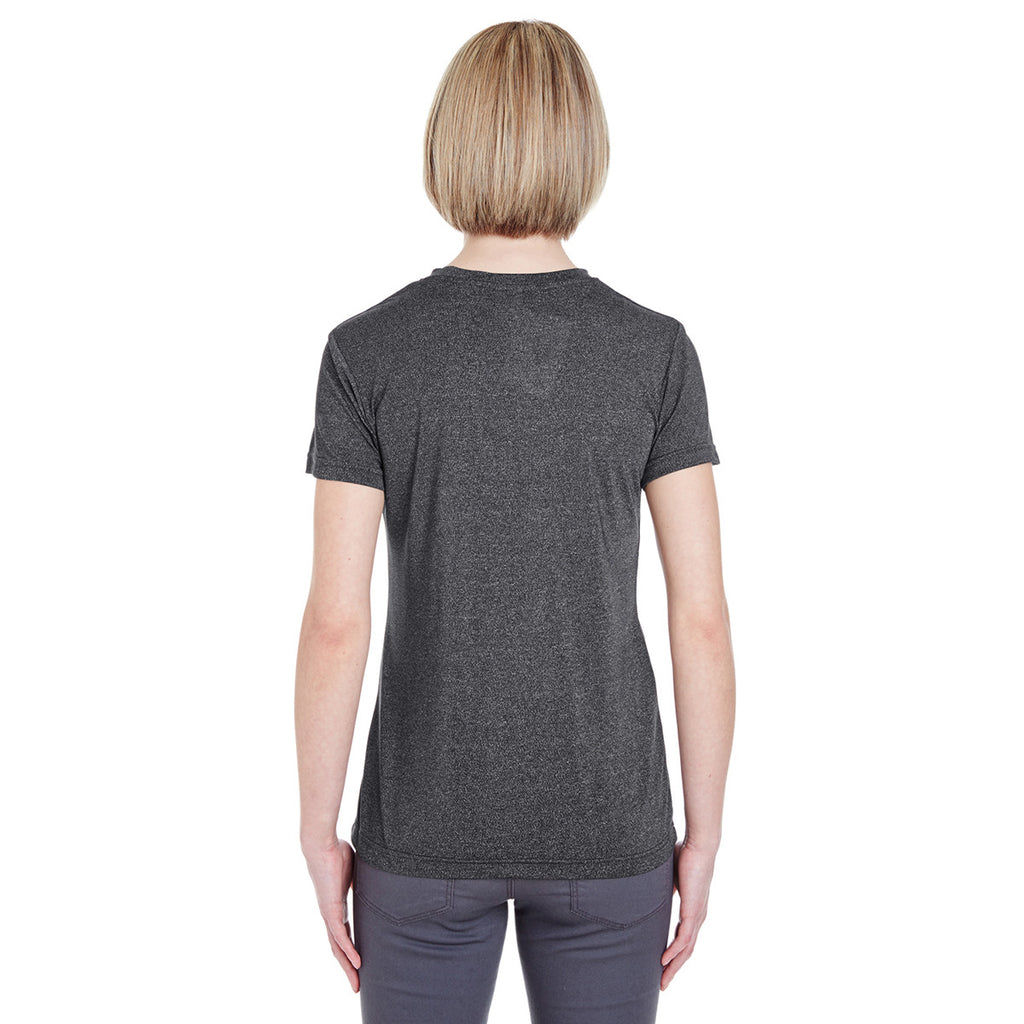 UltraClub Women's Black Heather Cool & Dry Heathered Performance T-Shirt