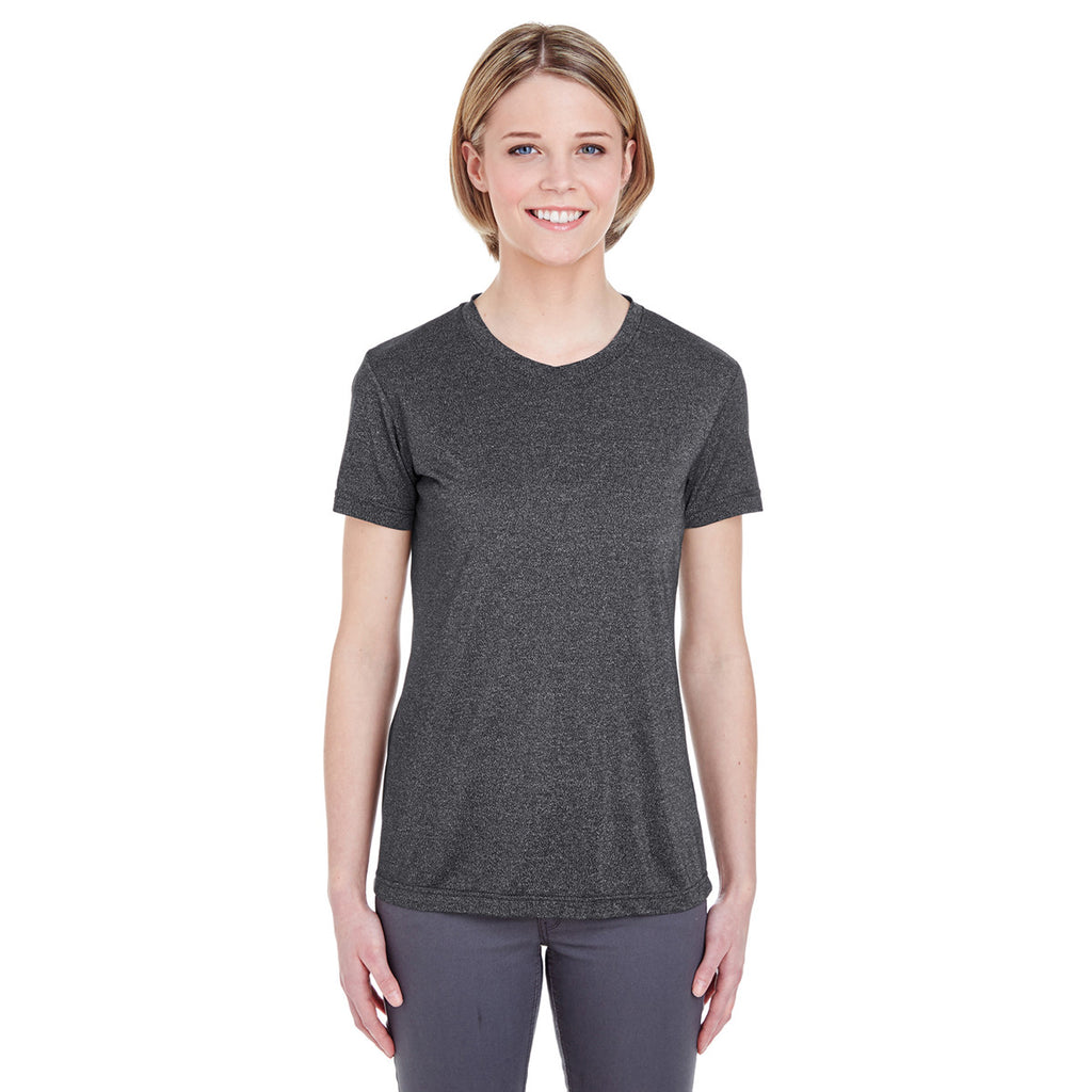 UltraClub Women's Black Heather Cool & Dry Heathered Performance T-Shirt